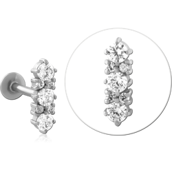 SURGICAL STEEL GRADE 316L INTERNALLY THREADED JEWELED MICRO LABRET