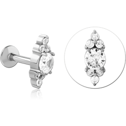 SURGICAL STEEL GRADE 316L INTERNALLY THREADED JEWELED MICRO LABRET