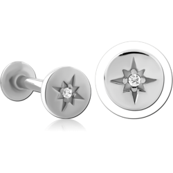 SURGICAL STEEL GRADE 316L INTERNALLY THREADED JEWELED MICRO LABRET