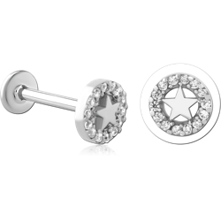 SURGICAL STEEL GRADE 316L INTERNALLY THREADED JEWELED MICRO LABRET