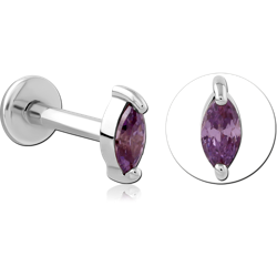 SURGICAL STEEL GRADE 316L INTERNALLY THREADED JEWELED MICRO LABRET