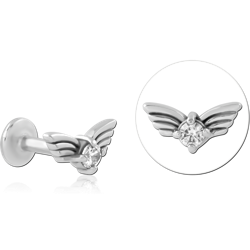 SURGICAL STEEL GRADE 316L INTERNALLY THREADED JEWELED MICRO LABRET SPECIAL NEW DESIGN