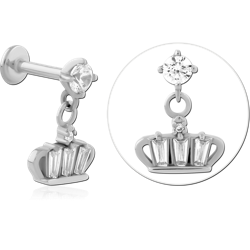 SURGICAL STEEL GRADE 316L INTERNALLY THREADED JEWELED MICRO LABRET