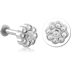 SURGICAL STEEL GRADE 316L INTERNALLY THREADED JEWELED MICRO LABRET