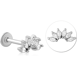 SURGICAL STEEL GRADE 316L INTERNALLY THREADED JEWELED MICRO LABRET