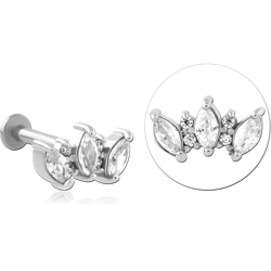 SURGICAL STEEL GRADE 316L INTERNALLY THREADED JEWELED MICRO LABRET