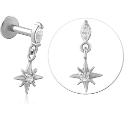 SURGICAL STEEL GRADE 316L INTERNALLY THREADED JEWELED MICRO LABRET