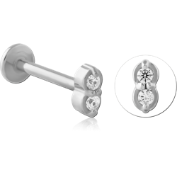 SURGICAL STEEL GRADE 316L INTERNALLY THREADED JEWELED MICRO LABRET