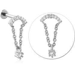 SURGICAL STEEL GRADE 316L INTERNALLY THREADED JEWELED MICRO LABRET