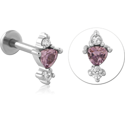 SURGICAL STEEL GRADE 316L INTERNALLY THREADED JEWELED MICRO LABRET