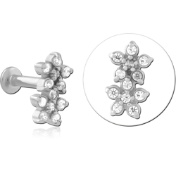 SURGICAL STEEL GRADE 316L INTERNALLY THREADED JEWELED MICRO LABRET