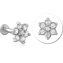 SURGICAL STEEL GRADE 316L INTERNALLY THREADED JEWELED MICRO LABRET