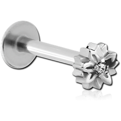 SURGICAL STEEL GRADE 316L INTERNALLY THREADED JEWELED MICRO LABRET FLOWER