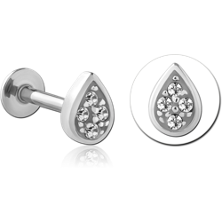 SURGICAL STEEL GRADE 316L INTERNALLY THREADED JEWELED MICRO LABRET PEAR DROP