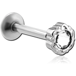 SURGICAL STEEL GRADE 316L INTERNALLY THREADED JEWELED MICRO LABRET