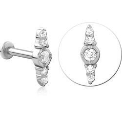 SURGICAL STEEL GRADE 316L INTERNALLY THREADED JEWELED MICRO LABRET