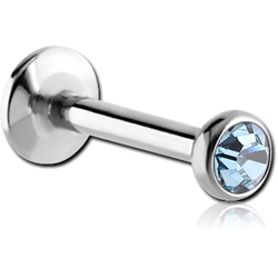SURGICAL STEEL GRADE 316L INTERNALLY THREADED LABRET WITH JEWELED DISC