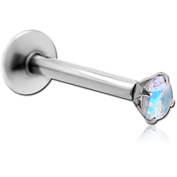 SURGICAL STEEL GRADE 316L INTERNALLY THREADED ROUND PRONG SET JEWELED MICRO LABRET