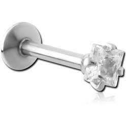 SURGICAL STEEL GRADE 316L INTERNALLY THREADED SQUARE PRONG SET JEWELED MICRO LABRET