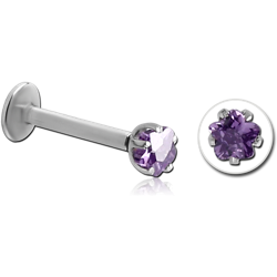 SURGICAL STEEL GRADE 316L INTERNALLY THREADED FLOWER PRONG SET JEWELED MICRO LABRET