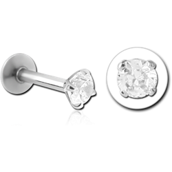 14 KARAT GOLD WHITE ATTACHMENT WITH SURGICAL STEEL GRADE 316L INTERNALLY THREADED MICRO LABRET PIN