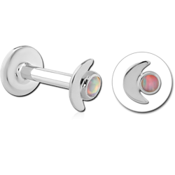 14 KARAT GOLD WHITE JEWELED ATTACHMENT WITH SURGICAL STEEL INTERNALLY THREADED MICRO LABRET PIN -FLOWER