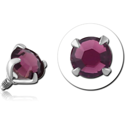 SURGICAL STEEL GRADE 316L MICRO ROUND PRONG SET JEWEL FOR INTERNALLY THREADED PINS