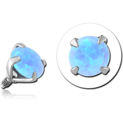 SURGICAL STEEL GRADE 316L MICRO ROUND PRONG SET ORGANIC SYNTHETIC OPAL FOR INTERNALLY THREADED PINS