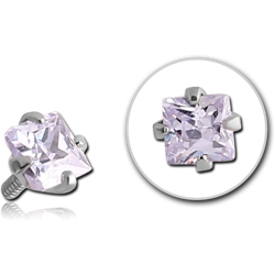 SURGICAL STEEL GRADE 316L MICRO SQUARE PRONG SET JEWEL FOR INTERNALLY THREADED PINS