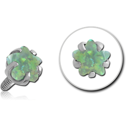 SURGICAL STEEL GRADE 316L STAR PRONG SET ORGANIC SYNTHETIC OPAL FOR INTERNALLY THREADED PINS