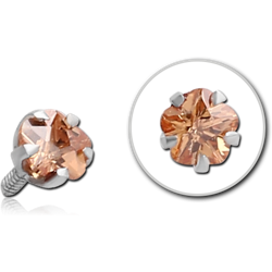 SURGICAL STEEL GRADE 316L MICRO FLOWER PRONG SET JEWEL FOR INTERNALLY THREADED PINS