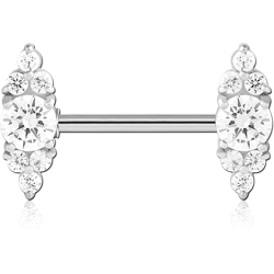 SURGICAL STEEL GRADE 316L NIPPLE PIERCING INTERNAL THREADED BAR WITH MOVING CHARM JEWELED