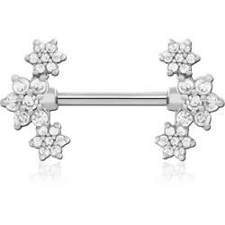 SURGICAL STEEL GRADE 316L NIPPLE PIERCING INTERNAL THREADED BAR WITH CHARM JEWELED