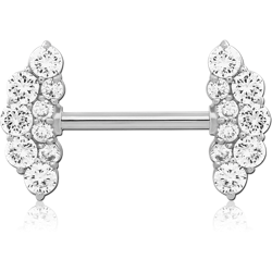 SURGICAL STEEL GRADE 316L NIPPLE PIERCING INTERNAL THREADED BAR WITH MOVING CHARM JEWELED