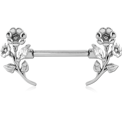 SURGICAL STEEL GRADE 316L JEWELED NIPPLE PIERCING INTERNAL THREADED BAR