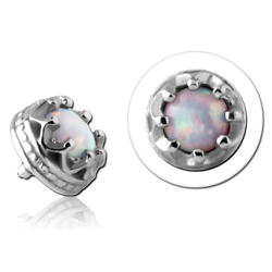 SURGICAL STEEL GRADE 316L SYNTHETIC OPAL JEWELED MICRO ATTACHMENT FOR 1.2MM INTERNALLY THREADED PINS
