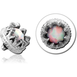 SURGICAL STEEL GRADE 316L SYNTHETIC OPAL JEWELED MICRO ATTACHMENT FOR 1.2MM INTERNALLY THREADED PINS