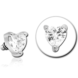 SURGICAL STEEL GRADE 316L JEWELED MICRO ATTACHMENT FOR 1.2MM INTERNALLY THREADED PINS - HEART