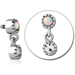 SURGICAL STEEL GRADE 316L SYNTHETIC OPAL JEWELED MICRO ATTACHMENT FOR 1.2MM INTERNALLY THREADED PINS