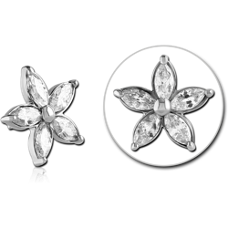 SURGICAL STEEL GRADE 316L JEWELED MICRO ATTACHMENT FOR 1.2MM INTERNALLY THREADED PINS - FLOWER