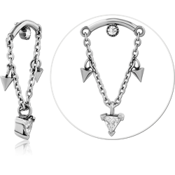 SURGICAL STEEL GRADE 316L JEWELED MICRO ATTACHMENT WITH CHAIN FOR 1.2 INTERALLY THREADED PINS