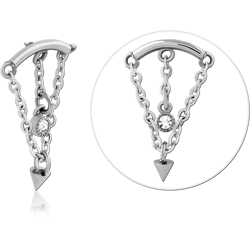 SURGICAL STEEL GRADE 316L JEWELED MICRO ATTACHMENT WITH CHAIN FOR 1.2 INTERALLY THREADED PINS