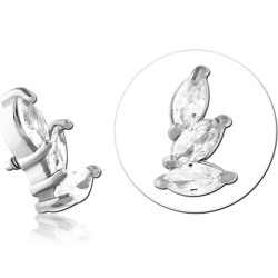 SURGICAL STEEL GRADE 316L JEWELED MICRO ATTACHMENT FOR 1.2MM INTERNALLY THREADED PINS - LEFT