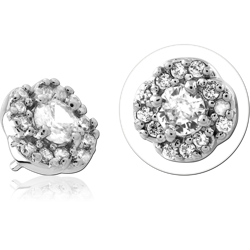 SURGICAL STEEL GRADE 316L JEWELED MICRO ATTACHMENT FOR 1.2MM INTERNALLY THREADED PINS - FLOWER