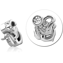 SURGICAL STEEL GRADE 316L INTERNAL THREADED TOP SCROLL SWIRL WITH CLEAR GEM