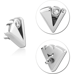 316L SURGICAL STEEL GRADE 316L INTERNAL THREADED ATTACHMENT CHEVRON V WITH OFFSET GEM