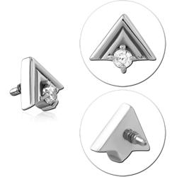 316L SURGICAL STEEL GRADE 316L INTERNAL THREADED TOP TRIANGLE OUTLINE SINGLE GEM