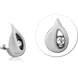316L SURGICAL STEEL GRADE 316L INTERNAL THREADED TOP OPEN TEARDROP CUTOUT GEM