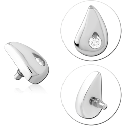 316L SURGICAL STEEL GRADE 316L INTERNAL THREADED TOP TEARDROP BEZEL INSET GEM
