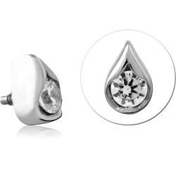 316L SURGICAL STEEL GRADE 316L INTERNAL THREADED TOP TEARDROP FRAMED OUTLINE GEM